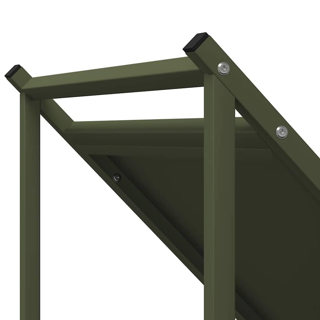 Brokky 864176 Rastrelliera per Legna da Ardere Verde Oliva 70x43x34,5 cm Legnaia da Esterno in Metallo, Ripiano per Legna da Ardere, Portalegna