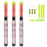 QualyQualy Lighted Fishing Floats, Weighted Floats Catfish Pole Floats Glow Sticks Lighted Bright Bobber Wood Pole Fishing Float for Big Bait