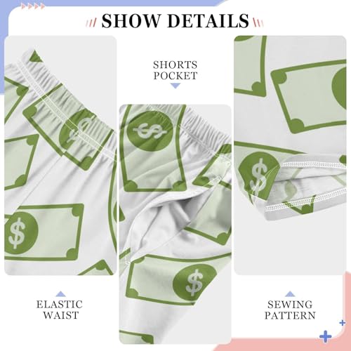 Boys' Pants Green Flying Money Bills White Long Bottoms Jogger Pants Elastic Waist Trousers with Pockets S-XL4
