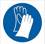 akrocard - Panneau résistant en PVC, signalisation des mesures de sécurité de base adaptée à toute langue, PICTOGRAMMES : (UTILISATION OBLIGATOIRE DE GANTS)