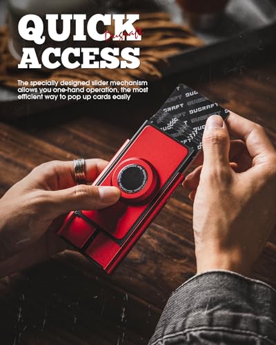 DUGRAFT Airtag Credit Card Holder Slim Pop Up Mens Wallet RFID Blocking Metal Bank Card Case Holds 5-7 Cards3