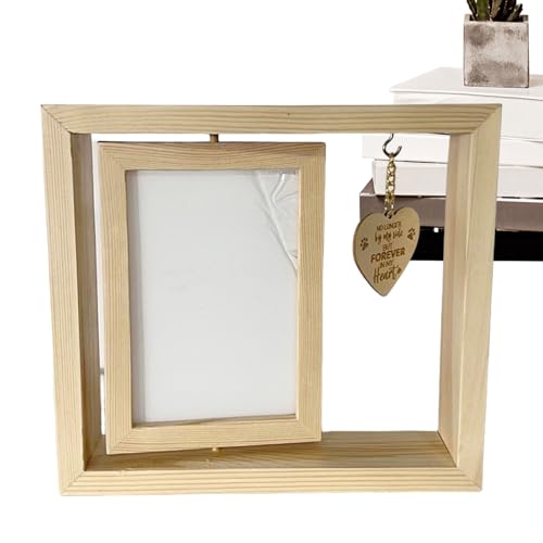 Générique Ornement Souvenir Chien Chat - Support Photo Mémoire Animal - Support Table, Design Pivotant | Cadeau Condoléances Maison Crèche Travail Bureau