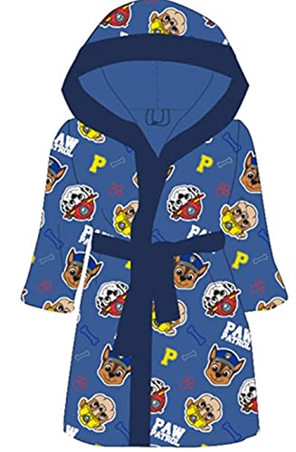Paw Patrol Characters Mädchen Jungen Kapuzen-Bademantel Morgenmantel Handtuch Schnelltrocknend Mikrofaser im Pfotenmuster 2-8 Jahre, Blau - Chase, Marshall, Rubble Muster, 116-128 cm Cover