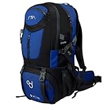 OcioDual Mochila Senderismo 50 Litros, Mochila Trekking, Montaña y Camino de Santiago, Multifuncional, Ligera, Mochilas Hombre para Camping, Acampada, Marcha Nórdica, Supervivencia, Azul