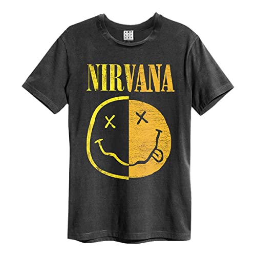 Amplified Camiseta Nirvana Spliced Smiley Charcoal, gris, L