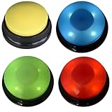 PLLYPE Buzzer mit Aufnahmefunktion, 4 Stück Haustier Talking Training Antwort Buzzer, Haustier Ausbildung Taste, 30 Sekunden Aufnahme &Wiedergabe