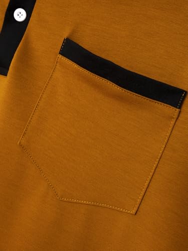 Mens Long Sleeve Polo Shirts Casual Cotton Polo T Shirt with Pocket Classic Button Collared Golf Shirt4