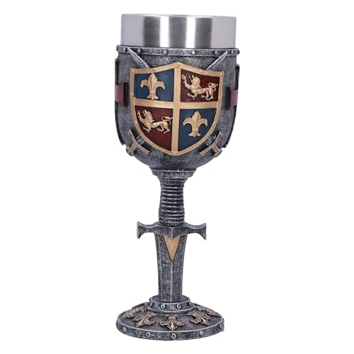 Nemesis Now Heraldic Goblet 20cm, Resin, Silver, Sword and Shield Goblet, Historical Collectable, Medieval Giftware, Removable Stainless Steel Insert, Cast in The Finest Resin, Expertly Hand-Painted - Image 4
