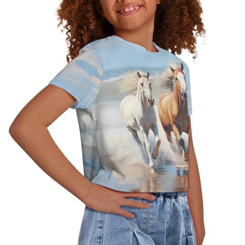 Crop Tops for Girls 5-14 Summer T Shirts for Girls Graphic Tees Casual Beach Short Sleeve Kids4