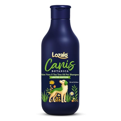 Image of Lozalo Canis Botanica Pet Shampoo 750ml | Goodness of Aloe Vera & Tea Tree Oil Dog & Cat Shampoo | Soothes & Moisturizes Coat, pH Balanced, Paraben & Silicone Free, Conditioning Shampoo for All Breeds