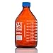 Globe Glass, Amber Media Bottle, 2000mL, GL45 Screw Cap, Dual Graduations, 10/Box