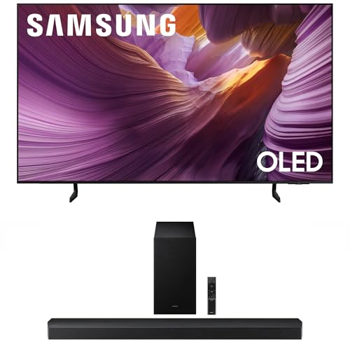 Samsung QN55S85FAFXZA 55 Inch OLED HDR 4K Smart TV with a HW-B750F B Series Soundbar 5.1 Ch and Subwoofer (2025)