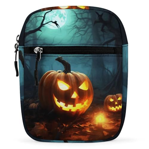 Personalized Small Crossbody Bag Water Resistant Messenger Bags Mini Happy Pumpkins Printing SlingBag For Men Women