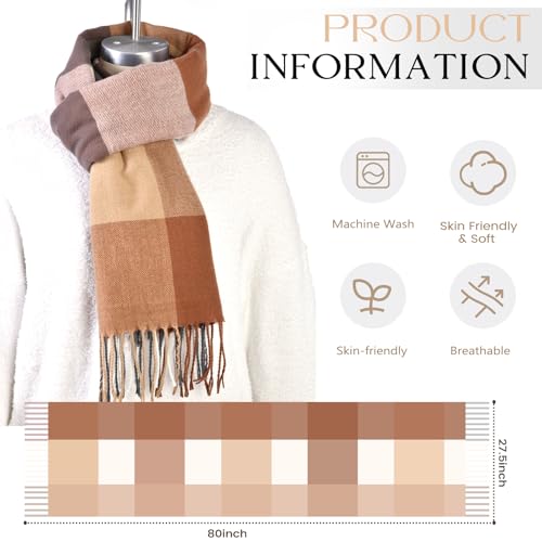 Scarf for Women - Winter Scarf for Women Fashion Cashmere Feel Plaid Scarfs, Pashmina Shawls and Wraps2