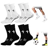 KEORHEZ 4 Paar Football Socks,Bequem Und Atmungsaktiv Grip Socken Fussball,Fußballsocken (Größen 39-45),Für Männer,Frauen Und Kinder,Geeignet Für Fußball,Basketball,Laufen Und Fitness