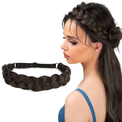 BOFUNX Cerchietto a Treccia per Capelli Donna Fascia per Capelli Intrecciata Cerchietto Treccia con Capelli Finti Accessori per Capelli Donna Ragazza
