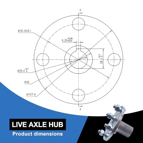 Image of 4 inch x 4 inch Go-Kart Live Axle Hub with 1 inch to 3 /4 inch Step-Down - 1 /4 inch Keyed Shaft, 8 Inch Rear Front Wheel, x4 Lug Set Kit(2PCS)
