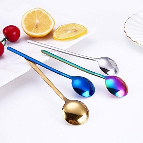 Spoons Electroplated Stainless Steel Coffee Spoon Can Be Used for Dining Table, Coffee Shop, Long Handle Teaspoon Hot Drink Tableware Size: 3 * 13cm (Color : D) (E)
