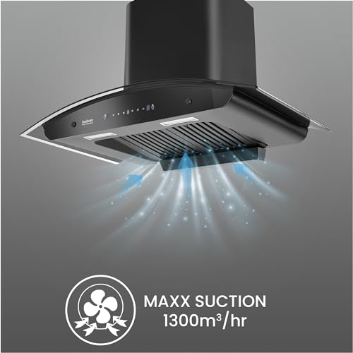 Image of Hindware Smart Appliances Cleo Plus 90 | Kitchen Chimney with Max Suction 1300 m /hr | Thermal Auto Clean | Touch Control with Motion Sensor Technology | Energy Efficient LED Light