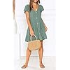 MITILLY Women's Summer Short Sleeve V Neck Button Down Casual Tunic Dress with Pockets Medium Sage