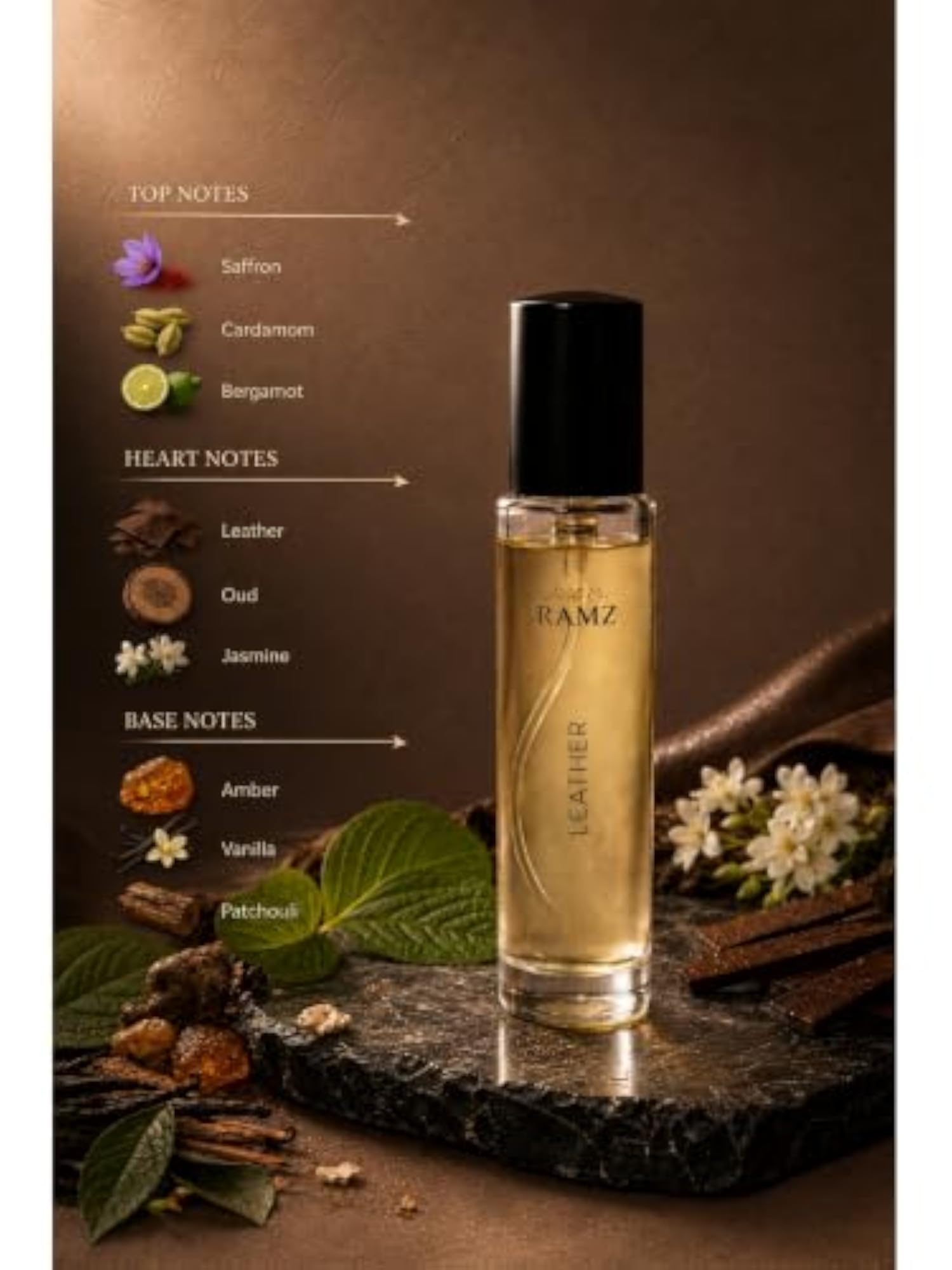 Leather Eau de Parfum with Oud, Saffron and Amber