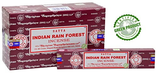 Earth SINDNRNFRST15P12 Satya Indian Rain Forest Incense Sticks 15 Gms (Pack Of 12) (Green Certified) Indian Perfumed Hand Rolled Agarbatti Perfect thumb #1