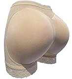 BIMEI Lace 2PS Butt Lifter Enhancer Hip Padded Panties Butt Pads for Bigger Butt Seamless Boyshort Underwear for Women (Beige, Small)