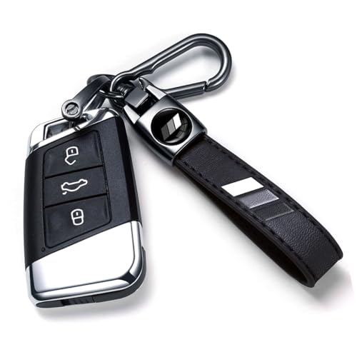 Image of Keychain for Toyota Tacoma 4Runner Tundra TRD Camry Rav4 Cars, Black Leather & Metal Key Ring with Tri-Color Stripe Logo, Car Key Holder Accessories