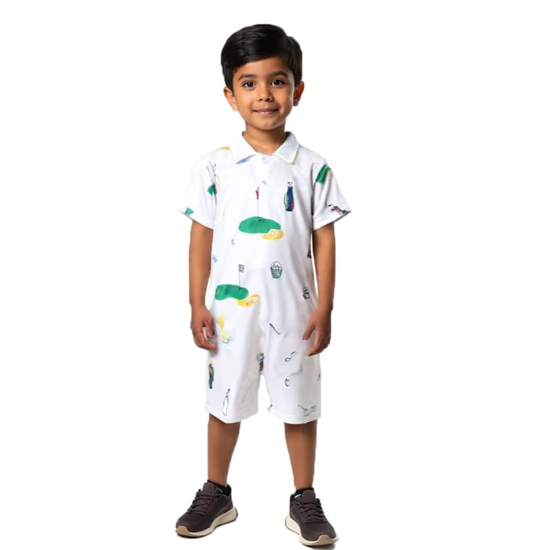 Baby Boy Rompers Half Button-up Jumpsuit Short Sleeve Bodysuit Summer Clothes2