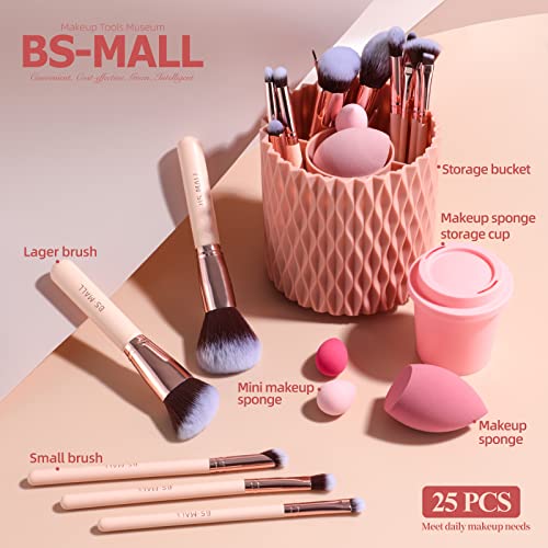 Bs-Mall Makeup Brushes Premium Synthetic Foundation Powder Concealers Eye Shadows 18 Pcs Brush Set With 5 Sponge & Holder Sponge Case #TOP4