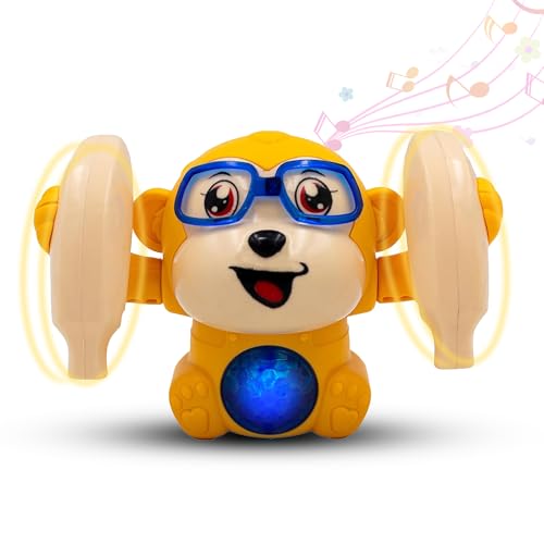 Image of Uonibaby by StarAndDaisy Baby Dancing Monkey Toy with 360 Degree Rotation, Clap Activated Music and LED Lights | Interactive Learning Toy for Babies Toddlers Kids Boys Girls -Yellow