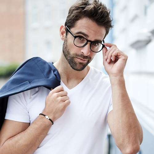 Pulsera de Hombre con Cuentas de Cristal y Cruz miniatura 2