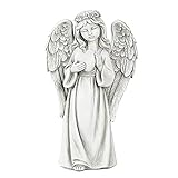 KINBEDY Guardian Angel Figure, Big Wings Praying Cherub Statue Garden LED Light, Resin and Stone 18.2’’ H,Indoor Outdoor Home Garden Decoration, for Friends, Heart.