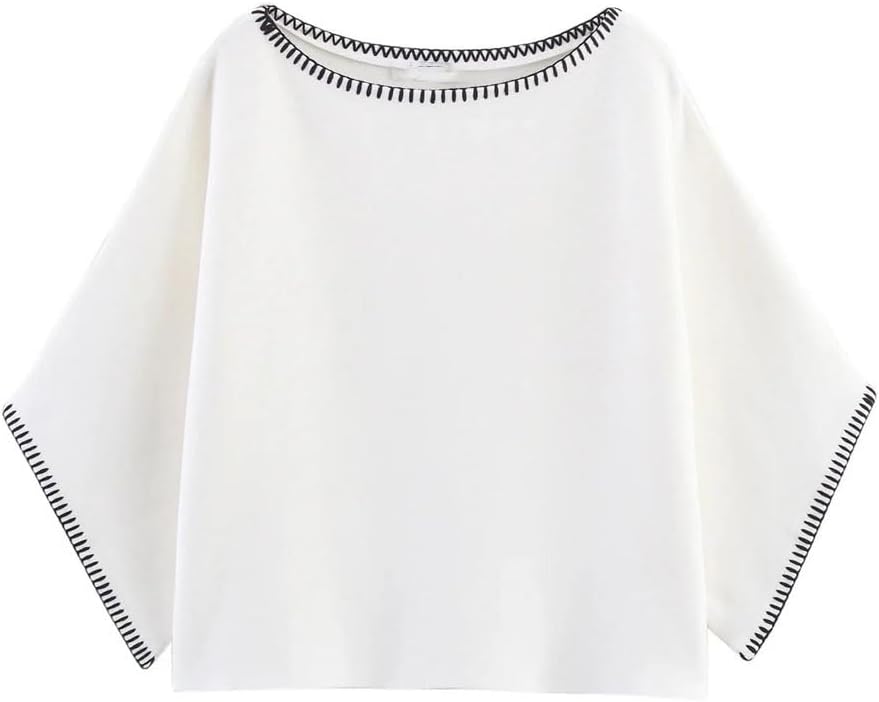 Women's Elegant Embroidery Short Set Patchwork Half Sleeve Top Mini Skirt