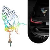 MLY Praying Hands Car Decals, Praying Hands & Rosary Vinyl Stickers, Waterproof Removable Bumper Stickers, Universal Fit for Bumpers, Windows, Trucks & Smooth Surfaces (Multicolor)