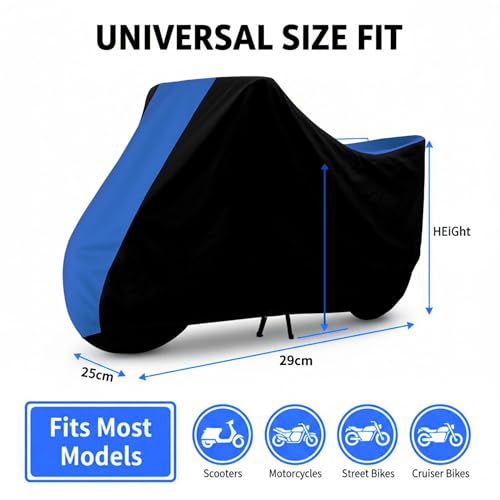 Image of Motorcycle Bike Body Cover for Outdoor Use - Heavy Fabric Water Resistant Two Wheeler Cover with UV, Dust & Rain Protection Compatible for Splendor Plus XTEC