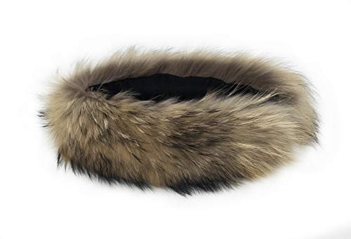 Hima 100% Real Raccoon Fur Headband Super Fluffy (Natural Light)