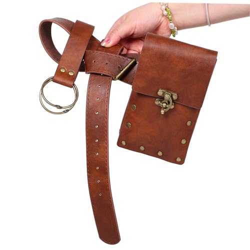 1set Medieval Embossed Belt Fit for Cosplay and Stage Vintage for Pirate and Viking Costumes Brown4