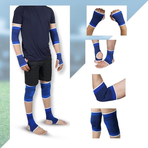 Image of Combo of Palm Gloves, Knee Support, Elbow Support & Ankle Support | 4 in 1 Sports Protection Pack for Gym, Workout & Fitness