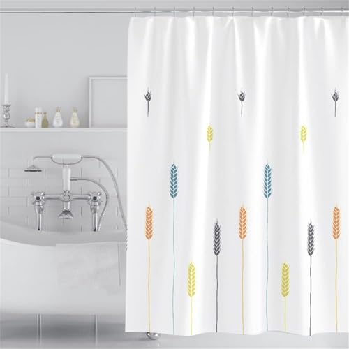 Lkw Ogechi 240x200 CM Shower Curtain Wheat Pattern, 300 CM Extra Wide Washable Anti Mould Bathroom Curtain, Waterproof Shower Curtain Wheat, Quick Drying Polyester Bath Curtains for Wet Room