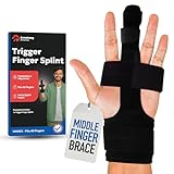 Trigger Finger Splint Middle Finger Brace | Middle Finger Splint For Broken or Fractured Middle Finger, Arthritis, Tendonitis, Tenosyvitis | Mallet Trigger Finger Straightener Immobilizer | LARGE