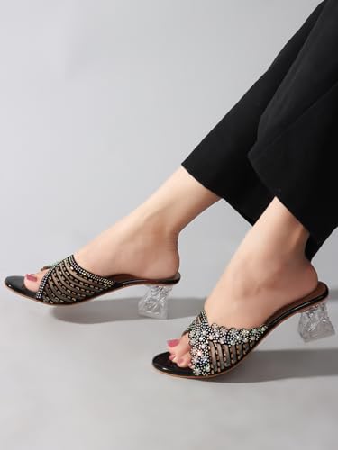 Image of Denill Women Wedding /Party Block Heel Slip-On Fashion Sandal for Women & Girls