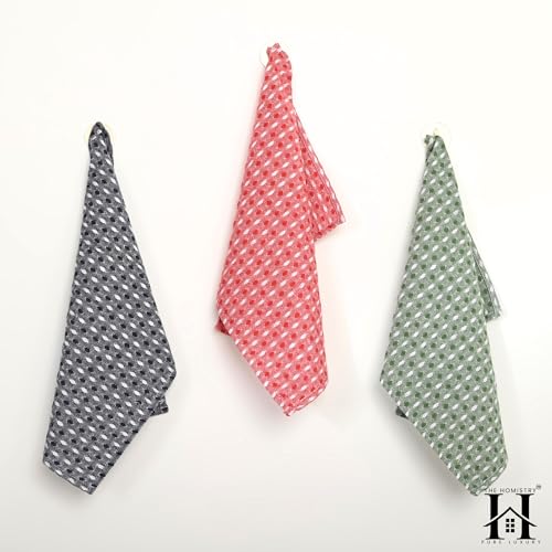 Image of HOMISTRY Cotton Kitchen Towels Pack of 4 | HOM-VIVIDTOWEL-4PK Dish Towels | Soft, Super Absorbent Tea Towels | Reusable, Machine Washable Kitchen Cleaning Cloths
