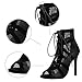 Imagen de Genérico Heels Dance Class Bootie Botines Punta Abierta con Cordones Sandalias de Tacón Alto con Cordones y Boca de Pescado Zapatos de Baile para Mujer Sandalia Cómoda 7 cm Suela de Ante