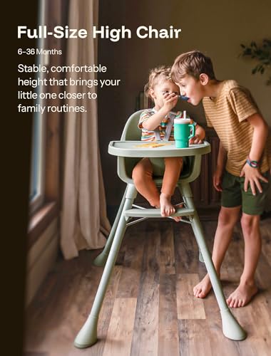 Image of HARPPA Caspio Lite High Chair, 4-in-1 Baby Feeding Chair with Footrest | Wipeable High Chairs for Babies and Toddlers, Wide Stable Base, Reinforced X-Bracket, Adjustable Double Tray, Posture Support