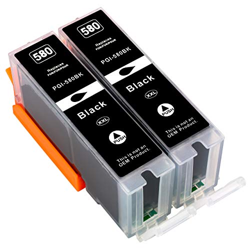 4 Cartouches D'encre Noire Compatibles Canon PGI-580Bk (23ml) - Go Inks C-580Bk-4