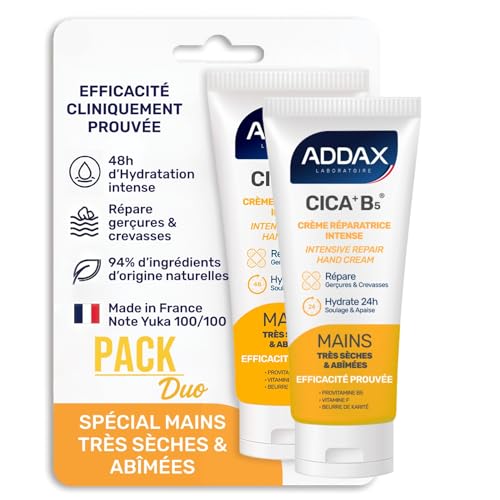 ADDAX CICA + B5 CREME REPARATRICE MAINS 50 ML - Crème Mains Réparatrice Intense – Peaux Sèches, Irritées ou Abîmées – Cicatrise, Nourrit et Protège - Formule au Panthénol + Vitamine B5 (2)