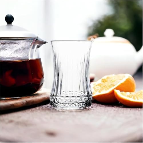 6’lı Kristal Desenli Cam Çay Bardağı Seti – 160 ml İnce Belli Modern Tasarım – Isıya Dayanıklı Cam Bardak – Şık ve Zarif Sunum İçin Çay ve Kahve Bardağı - Görsel 3