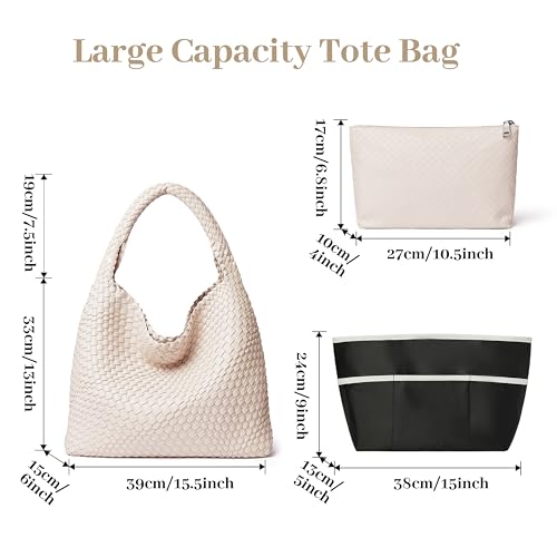 DAILANDO Fashion Woven Tote Bag for Women, Large Capacity Designer Shoulder Weave Hobo Purse