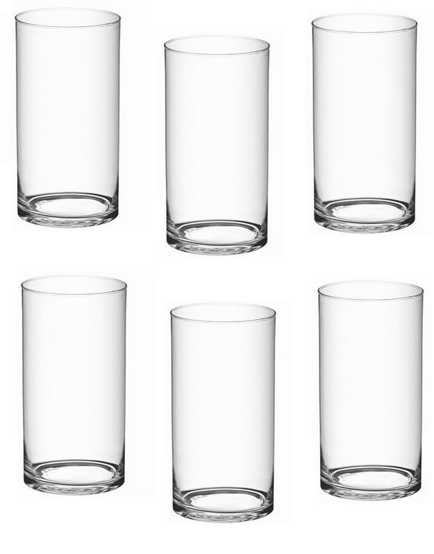 Set di 6 vasi in vetro a cilindro Diametro 15cm altezza 25 cm